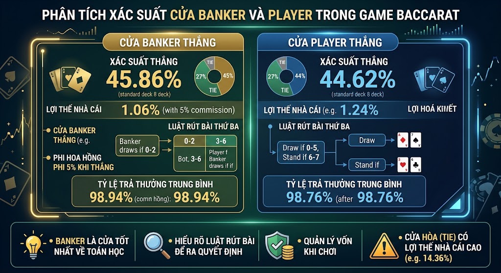 Phân tích xác suất cửa Banker và Player trong game Baccarat