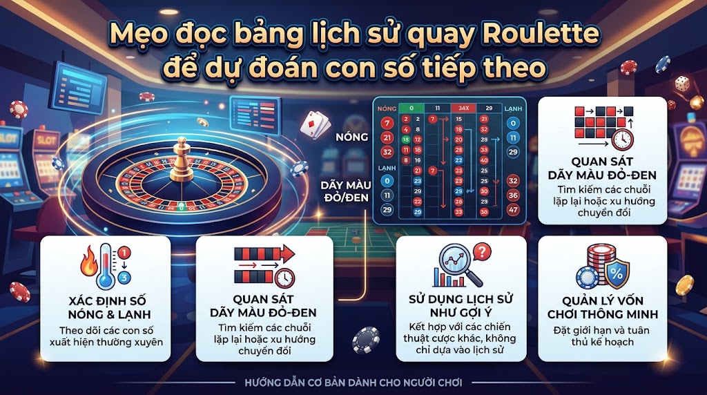 Mẹo đọc bảng lịch sử quay Roulette để dự đoán con số tiếp theo