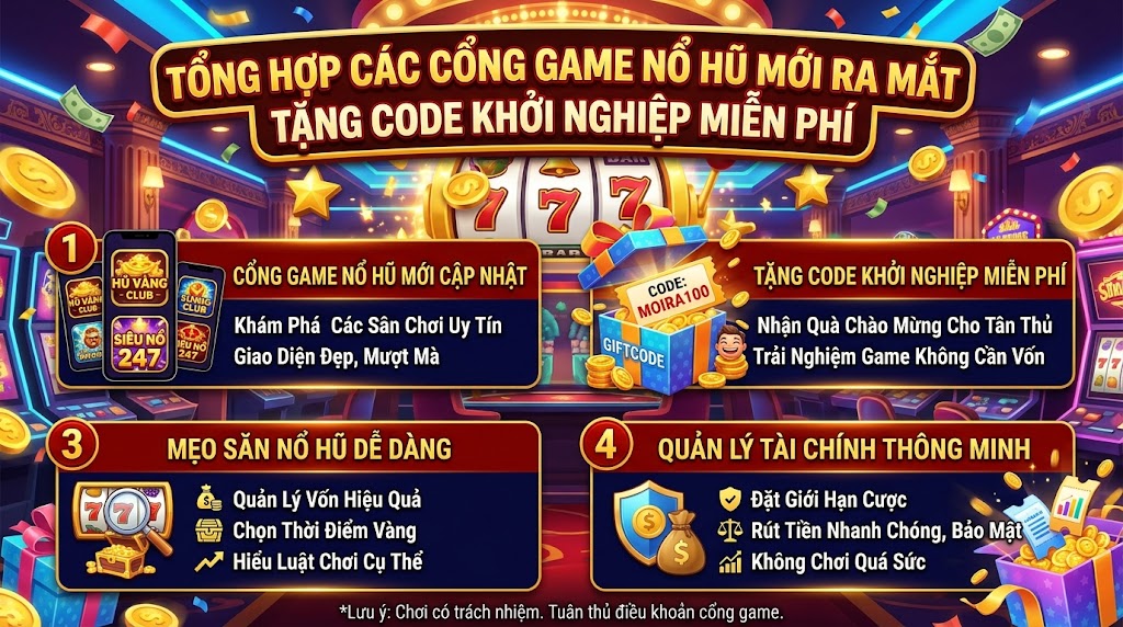 Tổng hợp các cổng game Nổ Hũ mới ra mắt tặng code khởi nghiệp miễn phí