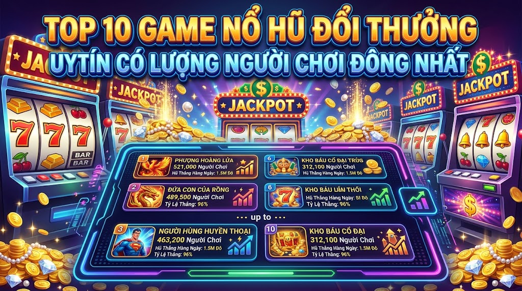 Top 10 game Nổ Hũ đổi thưởng uy tín có lượng người chơi đông nhất