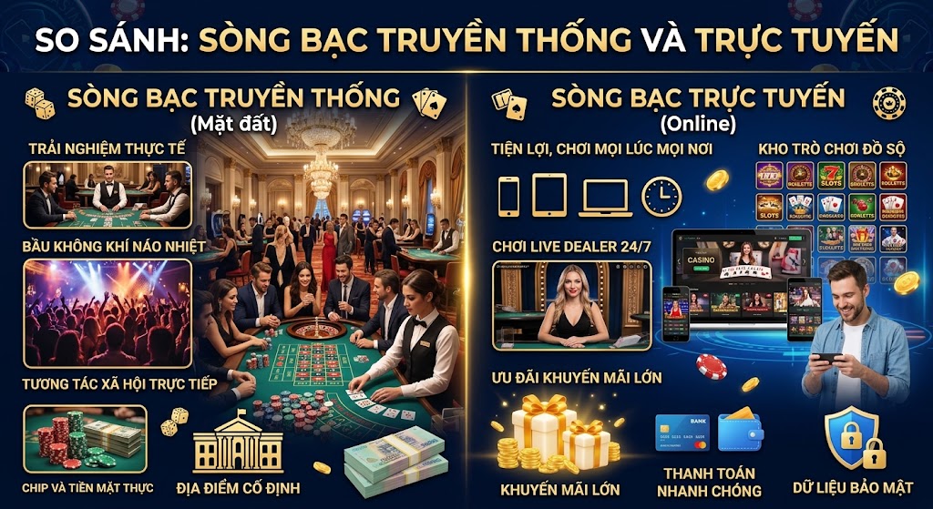 Sòng bạc truyền thống và sòng bạc trực tuyến khác nhau như thế nào?